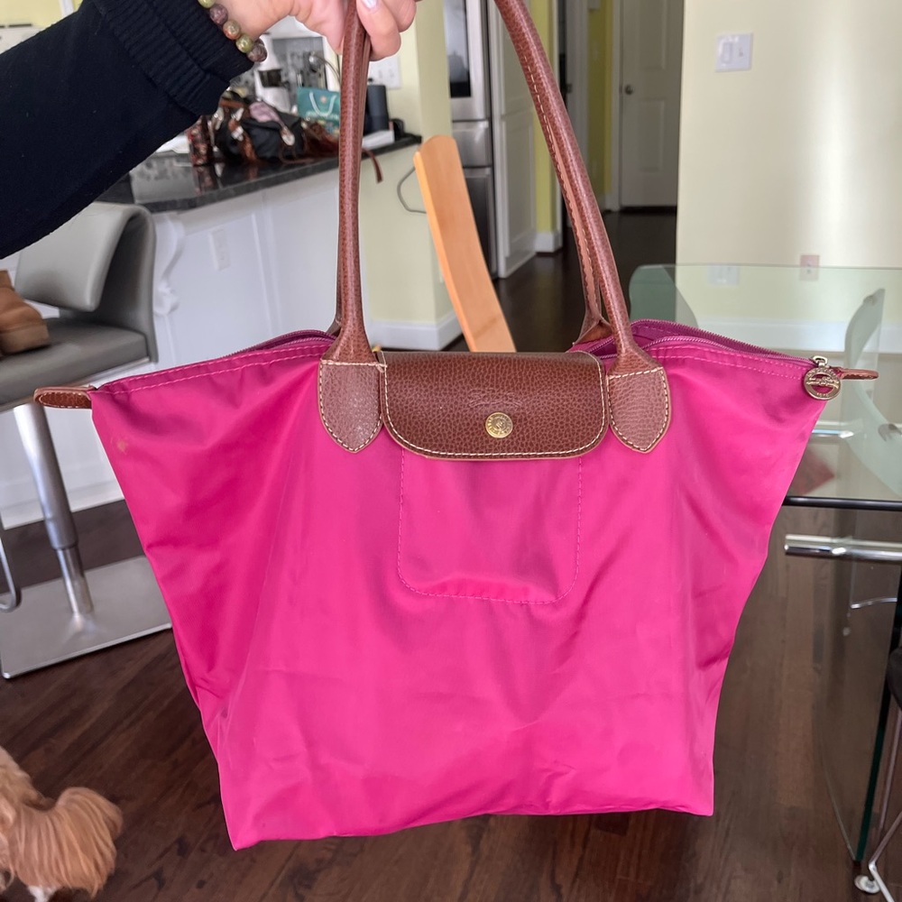 M Bright Pink Longchamp Le Pilage Bag